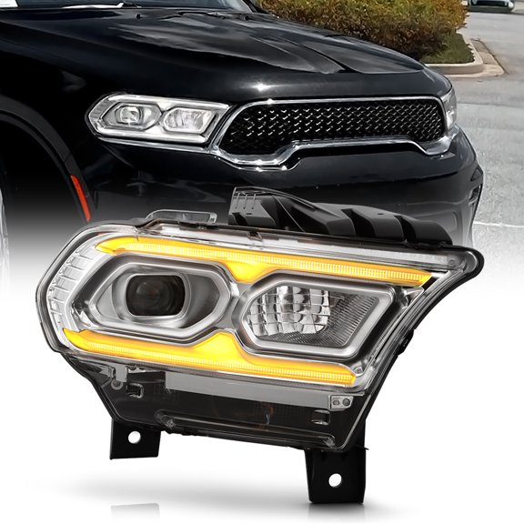 For 2021-2024 Dodge Durango Chrome w/o AFS LED Projector Headlight - Passenger