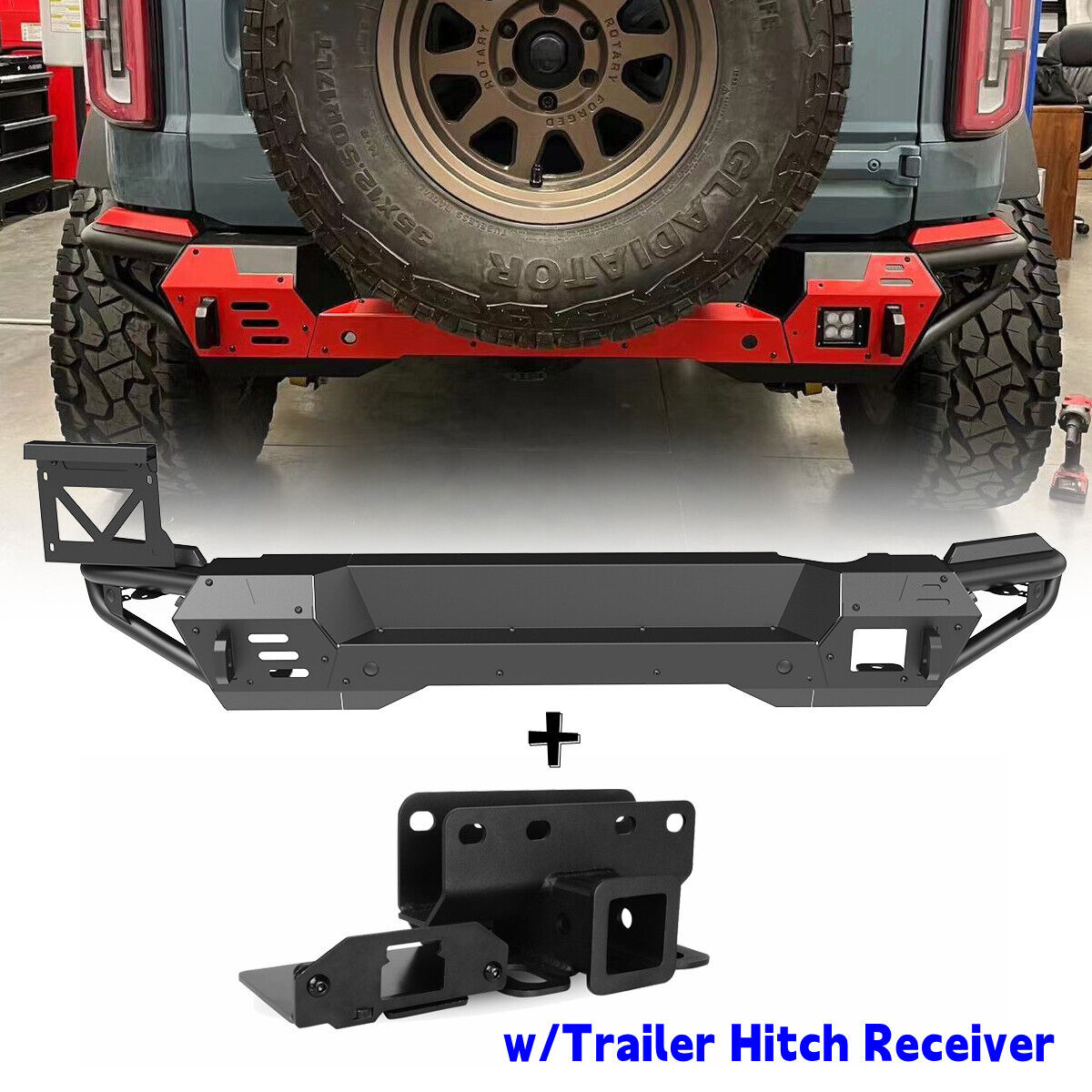 For 20212024 Ford Bronco Rear Bumper Assembly w/4 Pin Trailer and