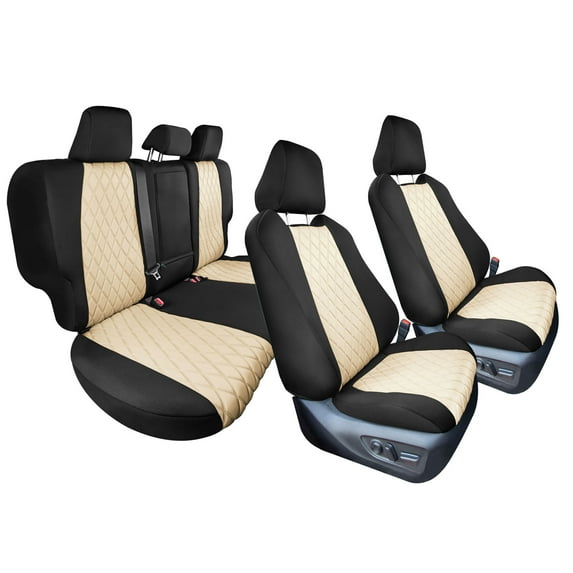 For 2021-2024 Toyota Rav4 Hybrid | Hybrid Prime Model Only FH Group Neoprene Custom Fit Car Seat Covers Full Set Beige
