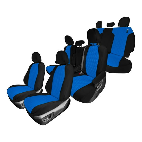 For 2021-2024 Toyota Sienna FH Group Neoprene Custom Fit Waterproof Car Seat Covers - Blue Full Set for 8 Passenger