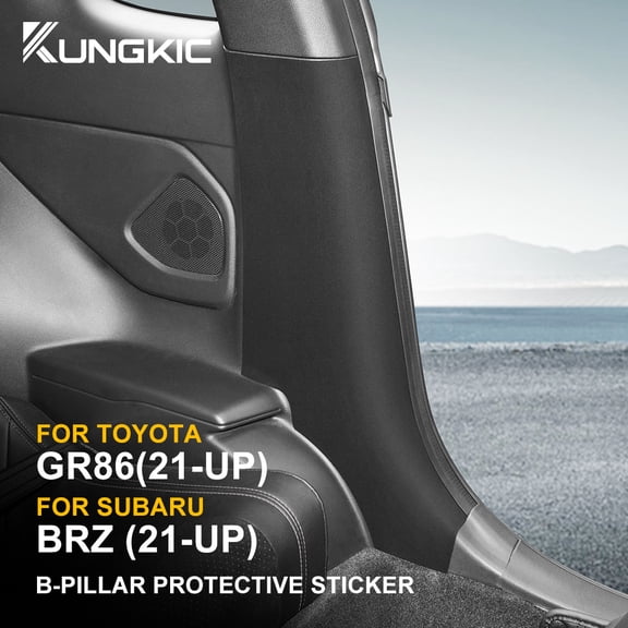 For 2021-Present Subaru BRZ Toyota GR86 B-Pillar Full Wrap Suede Car Anti-Kick Mat Interior Decoration Accessory 2pcs, Black