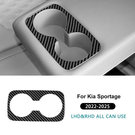 For 2022 2023 2024 2025 KIA Sportage NQ5 Real Soft Carbon Fiber Car Rear Drain Cup Sticker LHD RHD Interior Trim Accessories.