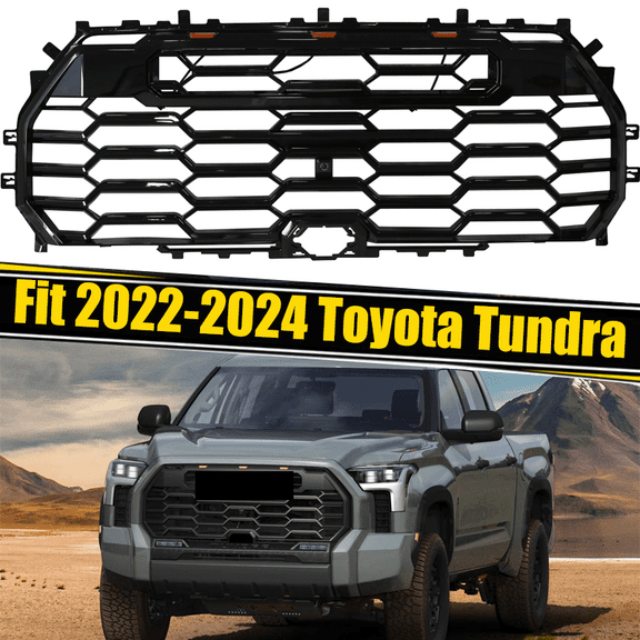 For 2022 2023 2024 Toyota Tundra TRD PRO Matte Black Front Grille W/ LED Lights