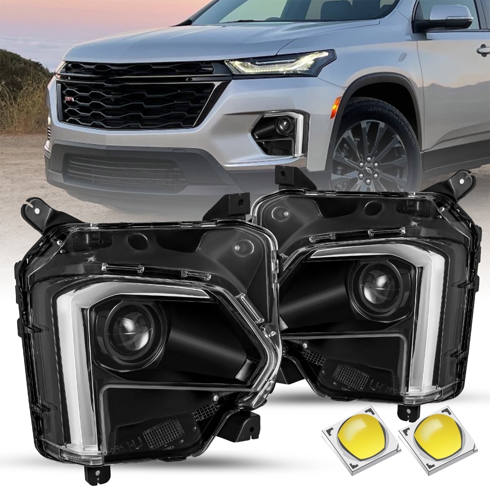 For 2022 2023 Chevy Traverse w/o LED DRL Headlight Driver Left+Right ...