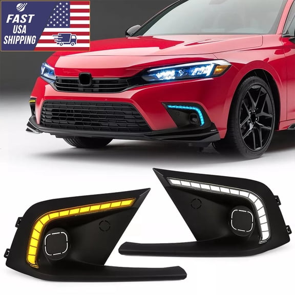 For 2022-2024 Honda Civic LED Daytime Running Fog Lights DRL with Turn Signal