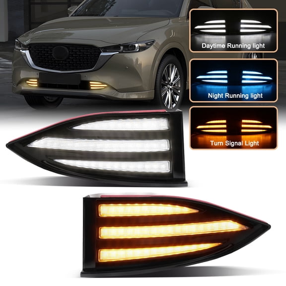 For 2022-2025 Mazda CX5 Front DRL Daytime Running Light LED Fog Lamp w/ Turn