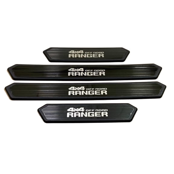 For 2022 Ford Ranger Black Carbon Fiber Car Accessories Protector Door Sill Scuff Plate Car Door Scuff Sill Cover Panel Step Protector Trims 4x