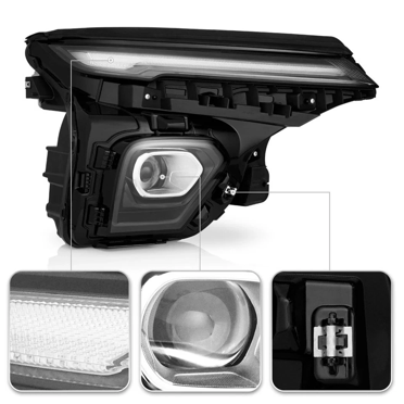 4-Piece Black LED Headlight Combo Kit For 2002-2009 Chevy Trailblazer - 6000K White