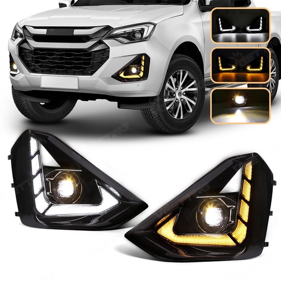 For 2024 2025 ISUZU DMAX Pickup DRL & Fog Light Kits LED Driving Lamps w/ Turn