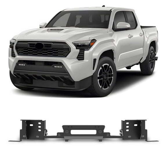 For 2024 2025 Toyota Tacoma Winch Plate,Heavy Duty Steel Winch Plate Compatible with Factory Bumper Upgrade w/ Flip-up Licence Plate Mounting Bracket