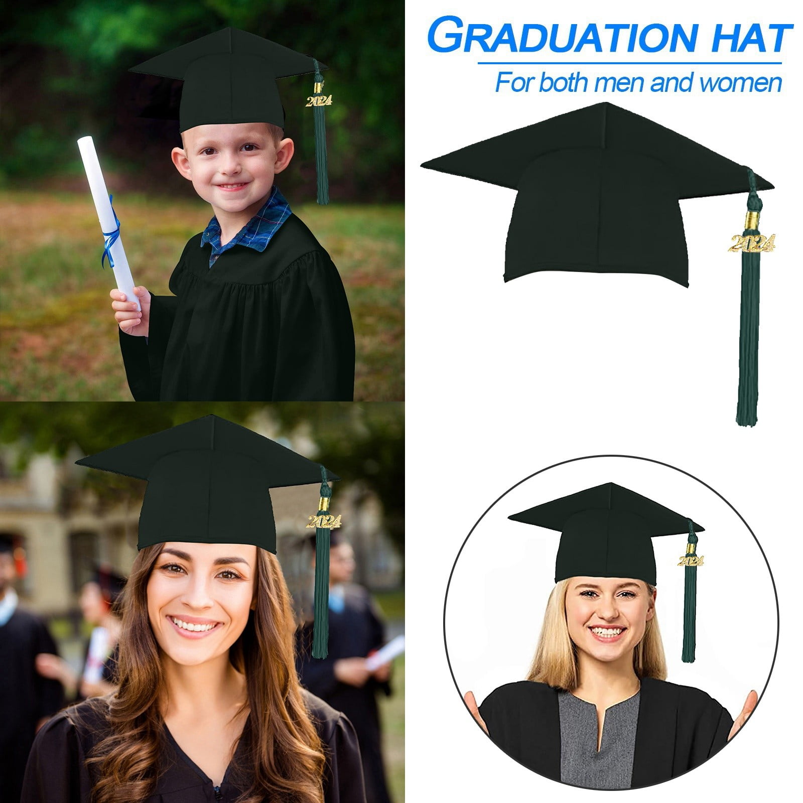 For 2024 Summer 2024 Graduation Hat With Tassels Adjustable Unisex For