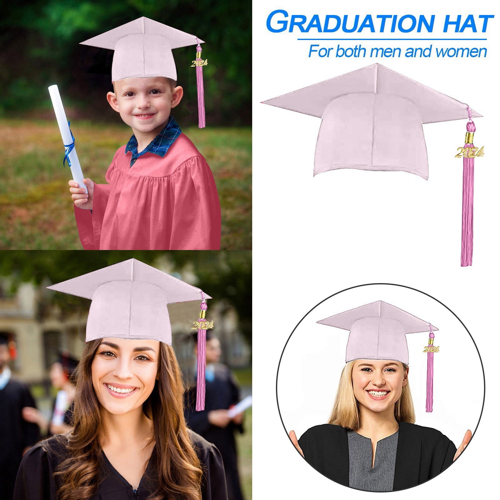 For 2024 Summer 2024 Graduation Hat With Tassels Adjustable Unisex For