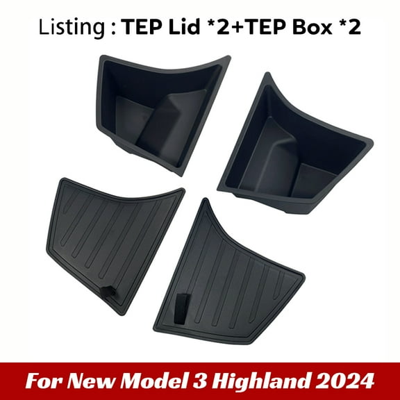For 2024 Tesla Model 3 highland Rear Trunk Left Side Storage Box with Cover Tail Boot Organizer Partition Decoration Accessories