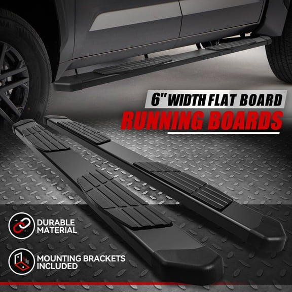 For 22-24 Toyota Tundra CrewMax Cab Black 6" Flat Side Step Bar Running Boards