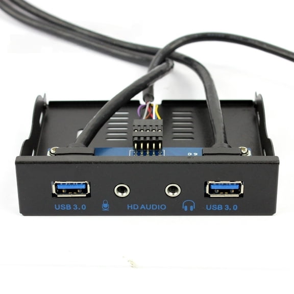 For 3.5 Inch Floppy Bay Front Panel, 19-Pin to USB 3.0 + HD Audio Connector, 2 Port USB 3.0 with Cable for Desktop PC