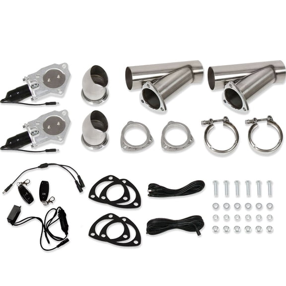 For 3" Inlet Electric Exhaust Y Pipe Kits Stainless Steel w/ Remote Switch 2Pcs