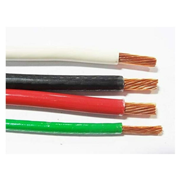 For 30' EA THHN THWN 6 AWG GAUGE BLACK WHITE RED + 8 awg GREEN STRANDED
