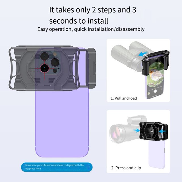For 360 Degree Telescope Phone Adapter Smartphone Binocular Adapter For