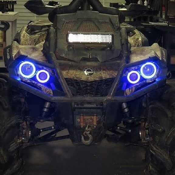 For 4x Blue LED Angel Eye Halo Rings for Can Am Outlander 650 850 1000