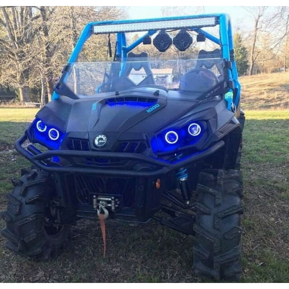 For 4x Blue LED Can-Am Commander Addon Angel Eye Headlamp Headlight Halo Rings