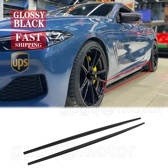 For 8 Sreries Coupe G14 G15 M Sport 2019 Gloss Black Side Skirt Extention Lip