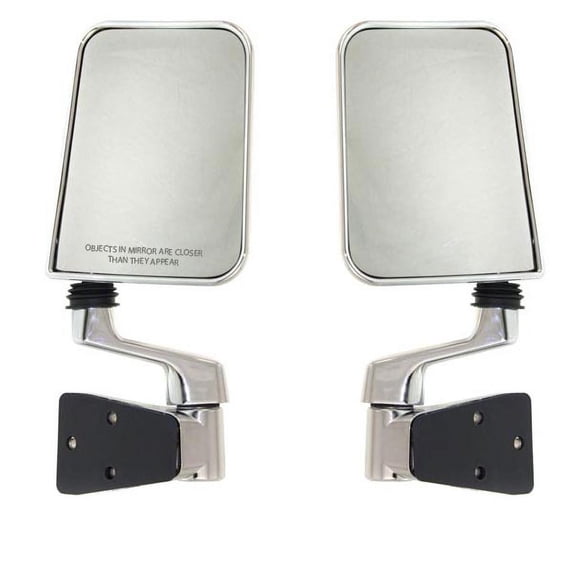 For 87-02 Wrangler Rear View Door Mirror Manual Chrome Folding Metal SET PAIR