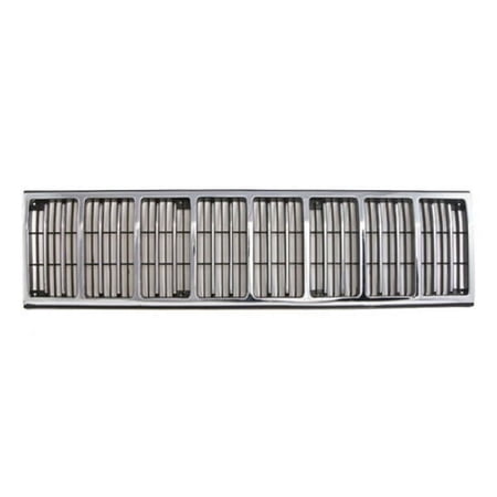 For 88 89 90 Cherokee & Comanche Front Grille Assembly Chrome Frame Black Insert