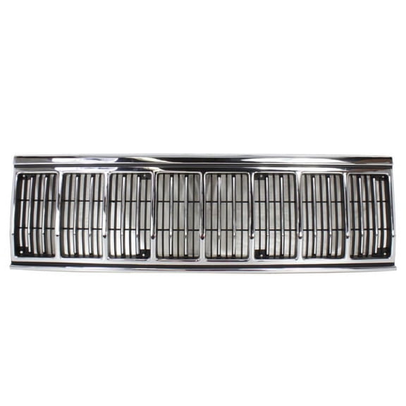 For 91-96 Cherokee Front Face Bar Insert Grille Assembly Chrome w/ Black Insert