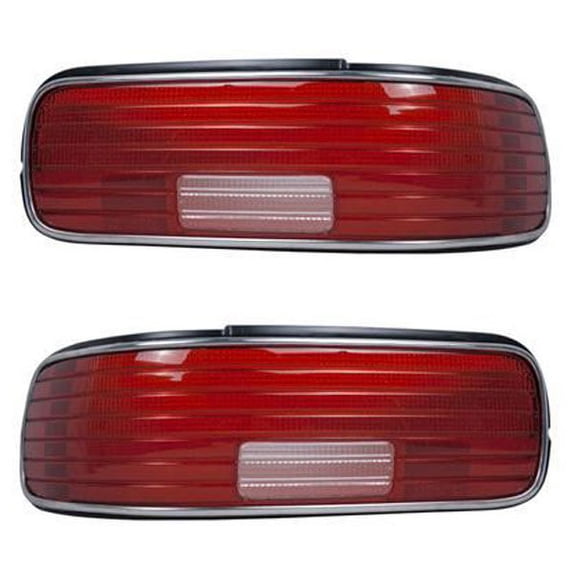 For 93-96 Caprice & 94-96 Impala Taillight Taillamp Lens w/Chrome Trim SET PAIR