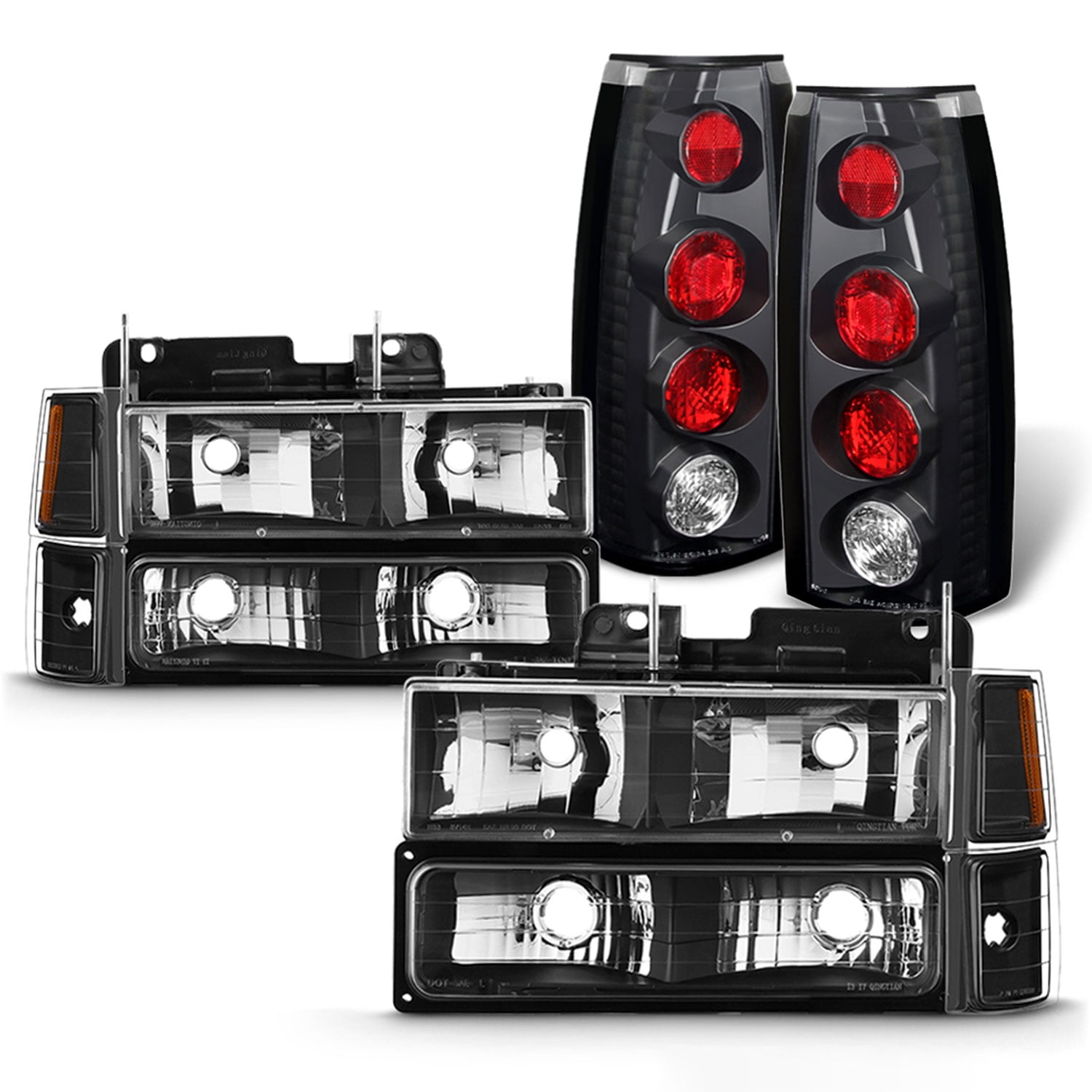 For 9498 C/K 1500/2500/3500 Tahoe Suburban Black Headlights+Corner