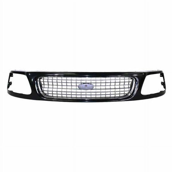 For 97-98 Expedition Eddie Bauer Front Grille Assembly Black Shell Chrome Insert