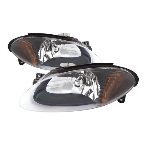 For 98-03 Ford Escort ZX2 Coupe Headlamps Halogen Black Housing Headlight Set