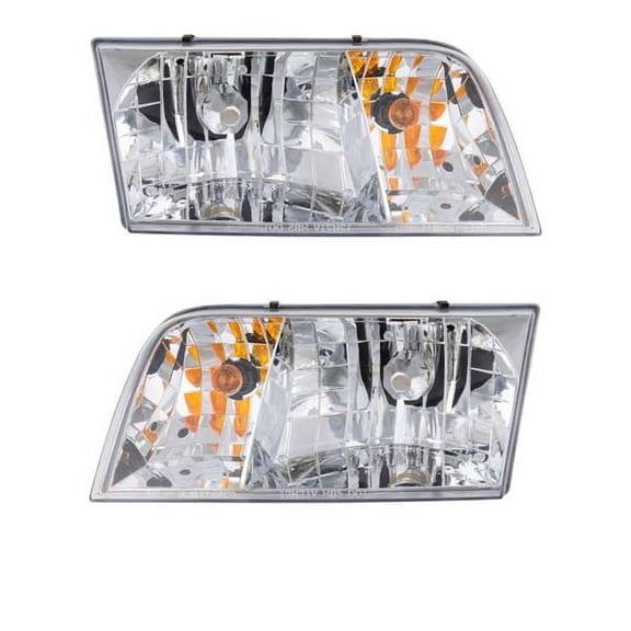 For 98-11 Crown Vic Headlight Headlamp Halogen Head Light Lamp w/Bulb PAIR SET