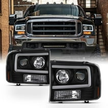 For 99-04 Ford F250 Super Duty / 00-04 Ford Excursion Projector Headlights Black Fits select: 1999-2004 FORD F350