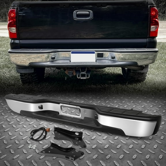 For 99-07 Chevy Silverado GMC Sierra 1500 2500 Chrome Complete Rear Step Bumper