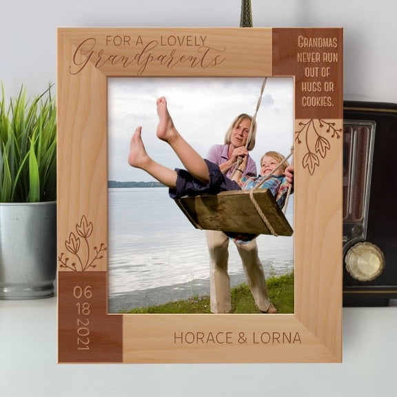 For A Lovely Grandparents Personalized Wooden Frame 8" x 10" Brown (Vertical)