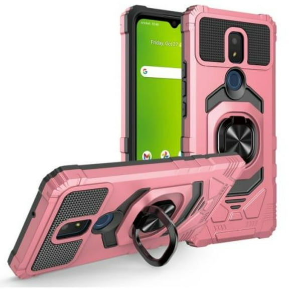 For AT&T Motivate 2 EA211002 2021 Robotic Ring Kickstand Phone Case - Rose Gold