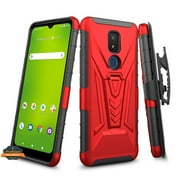 For AT&T Motivate 2 Hybrid Armor Kickstand with Swivel Belt Clip Holster Heavy Duty 3 in 1 Defender Shockproof Rugged Phone Case Cover by Xpression [Red]
