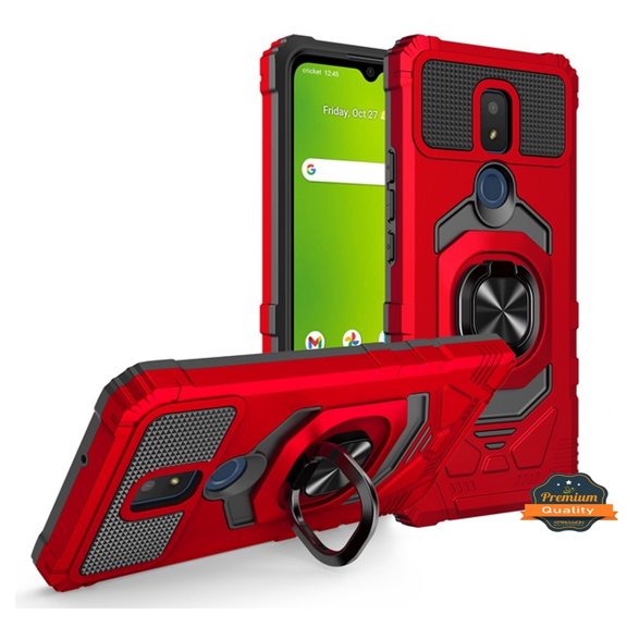 For AT&T Motivate 2 Hybrid Magnetic Car Mount 360 Rotating Ring Kickstand Stand Holder Armor Protective [Military Grade] Phone Case Cover by Xpression [Red]