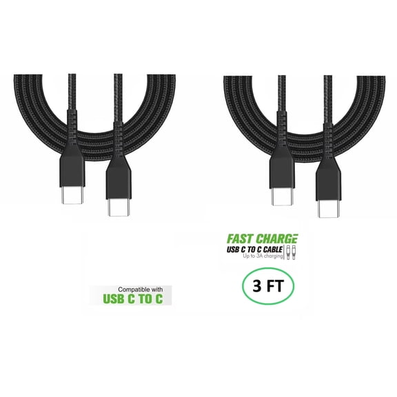 For AT&T Motivate Pro 5G 2X 3FT Braided Fast USB Cable Type C TO C