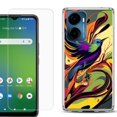 thumbnail image 1 of For AT&T Propel 2 5G Phone Case Cover, Shockproof Bumper Hybrid Case with Tempered Glass Screen Protector, by OneToughShield - Abstract Bird, 1 of 3