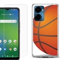 thumbnail image 1 of For AT&T Propel 2 5G Phone Case Cover, Shockproof Bumper Hybrid Case with Tempered Glass Screen Protector, by OneToughShield - Basketball, 1 of 3