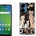 thumbnail image 1 of For AT&T Propel 2 5G Phone Case Cover, Shockproof Bumper Hybrid Case with Tempered Glass Screen Protector, by OneToughShield - Cat Craft, 1 of 3