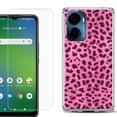 thumbnail image 1 of For AT&T Propel 2 5G Phone Case Cover, Shockproof Bumper Hybrid Case with Tempered Glass Screen Protector, by OneToughShield - Cheetah Pink, 1 of 3
