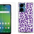 thumbnail image 1 of For AT&T Propel 2 5G Phone Case Cover, Shockproof Bumper Hybrid Case with Tempered Glass Screen Protector, by OneToughShield - Cheetah Purple, 1 of 3