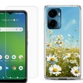 thumbnail image 1 of For AT&T Propel 2 5G Phone Case Cover, Shockproof Bumper Hybrid Case with Tempered Glass Screen Protector, by OneToughShield - Daisy Field, 1 of 3
