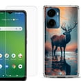 thumbnail image 1 of For AT&T Propel 2 5G Phone Case Cover, Shockproof Bumper Hybrid Case with Tempered Glass Screen Protector, by OneToughShield - Deer Autumn, 1 of 3