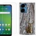 thumbnail image 1 of For AT&T Propel 2 5G Phone Case Cover, Shockproof Bumper Hybrid Case with Tempered Glass Screen Protector, by OneToughShield - Deer/Snow/Camo, 1 of 3