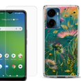 thumbnail image 1 of For AT&T Propel 2 5G Phone Case Cover, Shockproof Bumper Hybrid Case with Tempered Glass Screen Protector, by OneToughShield - Flower Wind, 1 of 3