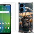thumbnail image 1 of For AT&T Propel 2 5G Phone Case Cover, Shockproof Bumper Hybrid Case with Tempered Glass Screen Protector, by OneToughShield - Frog n Mushroom, 1 of 3